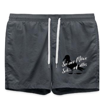 Sei eine Möwe scheiss auf alles. Möwensilhouette - Badeshorts - Anthrazit - Vorne - AI Model Male 185 light (185cm)