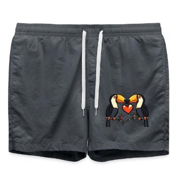 Toucan Bird Couple e Valentine's Day - Swim Trunks - anthracite - Front - AI Model Male 185 light (185cm)