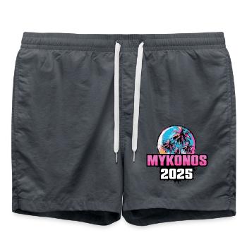 Mykonos 2025 Palmen - Badeshorts - Anthrazit - Vorne - AI Model Male 185 light (185cm)