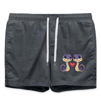Serpent Cobra Couple Coeur - Short de bain - charbon - Devant - AI Model Male 185 light (185cm)