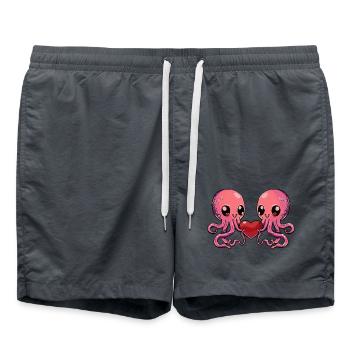 Poulpe Couple Coeur - Short de bain - charbon - Devant - AI Model Male 185 light (185cm)