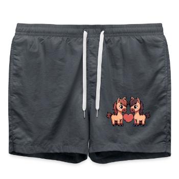 Pferd Paar Herz - Badeshorts - Anthrazit - Vorne - AI Model Male 185 light (185cm)