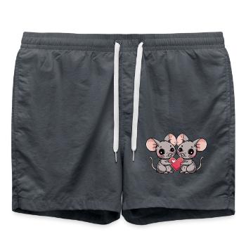 Mouse Couple Heart - Swim Trunks - anthracite - Front - AI Model Male 185 light (185cm)