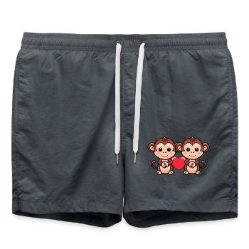 Affe Paar Herz - Badeshorts - Anthrazit - Vorne - AI Model Male 185 light (185cm)