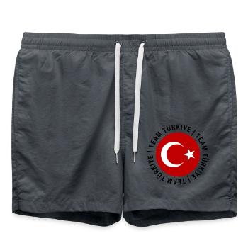 Équipe Turquie Drapeau Türkiye - Short de bain - charbon - Devant - AI Model Male 185 light (185cm)