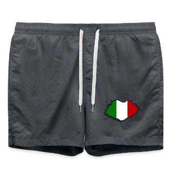 Italienische Flagge - Badeshorts - Anthrazit - Vorne - AI Model Male 185 light (185cm)