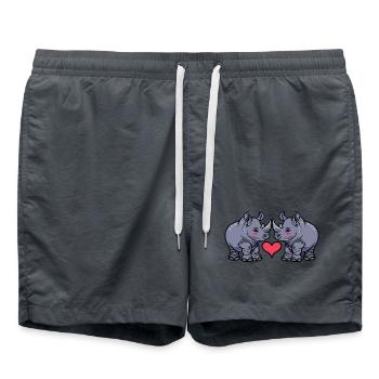 Nashorn Paar Herz - Badeshorts - Anthrazit - Vorne - AI Model Male 185 light (185cm)