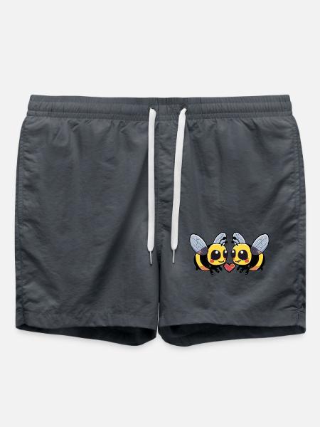 Biene Paar Herz - Badeshorts - Anthrazit