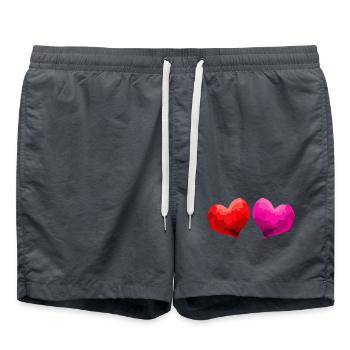 Heart Love In Love Wedding - Swim Trunks - anthracite - Front - AI Model Male 185 light (185cm)
