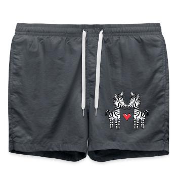 Zebra Couple Heart - Swim Trunks - anthracite - Front - AI Model Male 185 light (185cm)