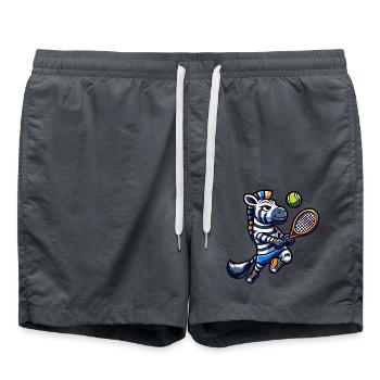 Zebra Tennis Player Serve - Swim Trunks - anthracite - Front - AI Model Male 185 light (185cm)