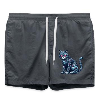 Cat Robot Cyborg Mechanical - Swim Trunks - anthracite - Front - AI Model Male 185 light (185cm)