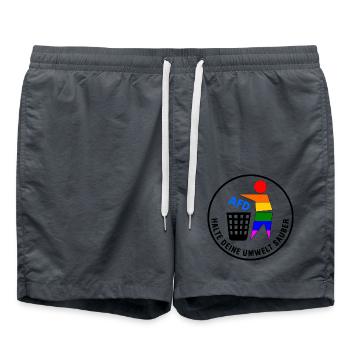 Fck afd - halte deine umwelt sauber - Badeshorts - Anthrazit - Vorne - AI Model Male 185 light (185cm)