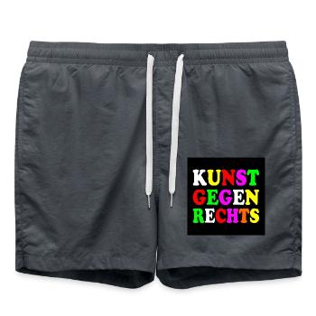 Kunst gegen rechts - Badeshorts - Anthrazit - Vorne - AI Model Male 185 light (185cm)