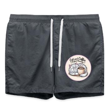 Katze und Kaffee ist alles was ich brauche - Badeshorts - Anthrazit - Vorne - AI Model Male 185 light (185cm)