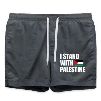 I stand with palestine - Short de bain - charbon - Devant - AI Model Male 185 light (185cm)
