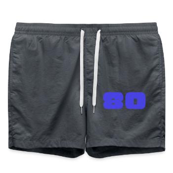 80. 80 YEARS. 80TH ANNIVERSARY. BIRTHDAY 80 YEARS. - Swim Trunks - anthracite - Front - AI Model Male 185 light (185cm)