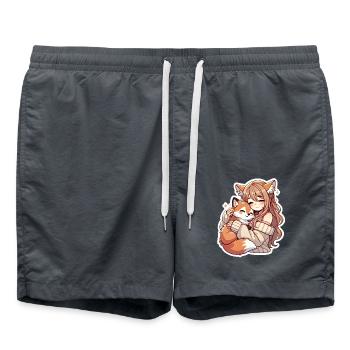 Girl with fox - Swim Trunks - anthracite - Front - AI Model Male 185 light (185cm)