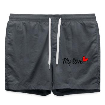 HEART. SAINT VALENTINE. bachelorette party. I LOVE YOU. I LOVE YOU - Swim Trunks - anthracite - Front - AI Model Male 185 light (185cm)