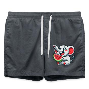 Süßer Elefant Wassermelone Sommer Frucht Lachen - Badeshorts - Anthrazit - Vorne - AI Model Male 185 light (185cm)