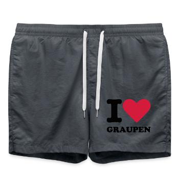 Stromberg Mit Spruch I Love Graupen - Badeshorts - Anthrazit - Vorne - AI Model Male 185 light (185cm)
