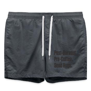 Post-Burnout Pre-Coffee Send Hugs - Swim Trunks - anthracite - Front - AI Model Male 185 light (185cm)