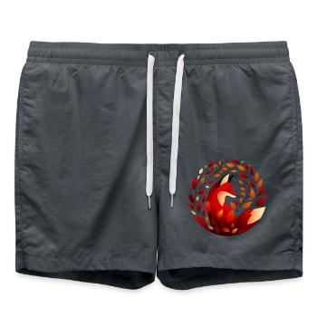 Fuchs und Herbstblätter - Badeshorts - Anthrazit - Vorne - AI Model Male 185 light (185cm)