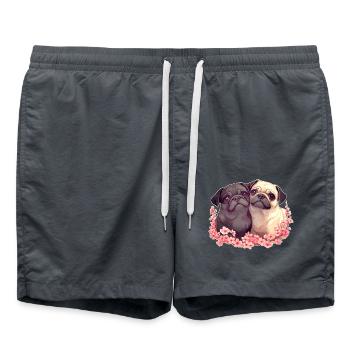 Couple de carlins mignons - Short de bain - charbon - Devant - AI Model Male 185 light (185cm)