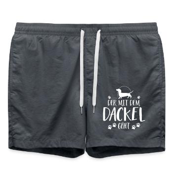 DER MIT DACKEL GEHT Wilsigns Hundespruch Hunde - Badeshorts - Anthrazit - Vorne - AI Model Male 185 light (185cm)
