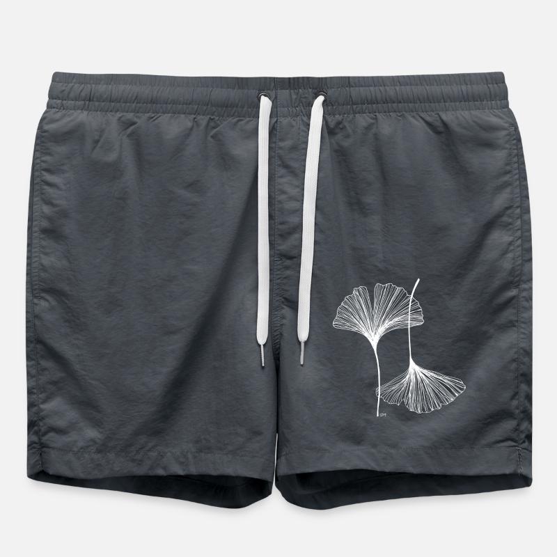 Feuilles de Ginkgo Lineart - Short de bain - charbon