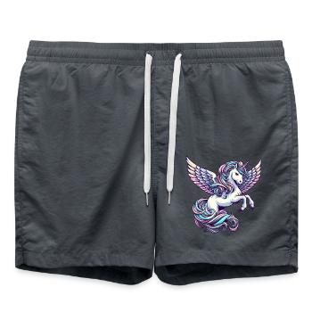 Angel Gliding: Unicorn with Celestial Wings - Swim Trunks - anthracite - Front - AI Model Male 185 light (185cm)