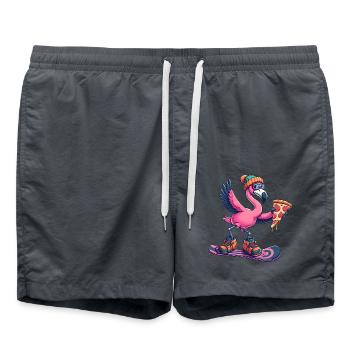 Flamingo Snowboard Pizza Winter - Swim Trunks - anthracite - Front - AI Model Male 185 light (185cm)