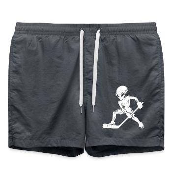 Alien Eishockeyspieler Silhouette Minimalistisches - Badeshorts - Anthrazit - Vorne - AI Model Male 185 light (185cm)