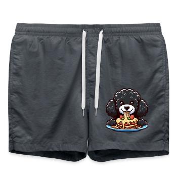 Schwarzer Pudel und Lasagne Comic - Badeshorts - Anthrazit - Vorne - AI Model Male 185 light (185cm)
