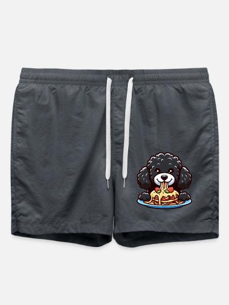 Black Poodle and Lasagna Comic - Swim Trunks - anthracite