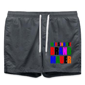 wir sind die brandmauer - Badeshorts - Anthrazit - Vorne - AI Model Male 185 light (185cm)