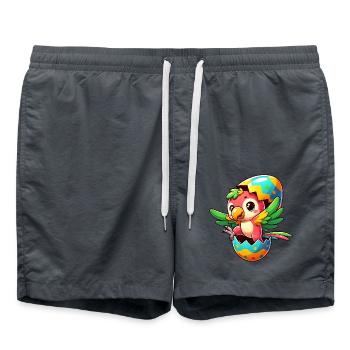 Easter Parrot Hatches from Egg - Swim Trunks - anthracite - Front - AI Model Male 185 light (185cm)