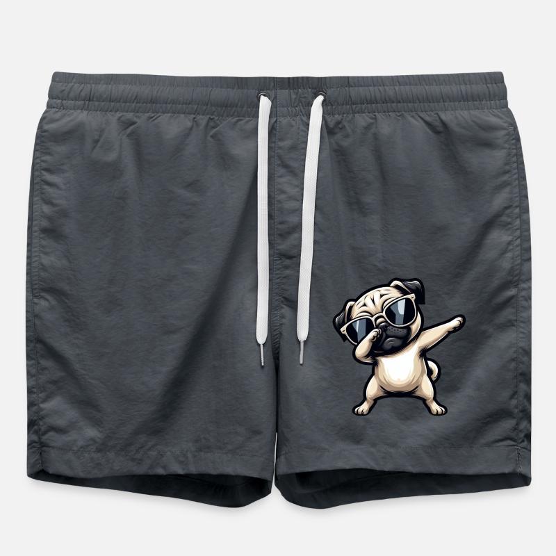 Dog Pug Cool Dab Dabbing - Swim Trunks - anthracite