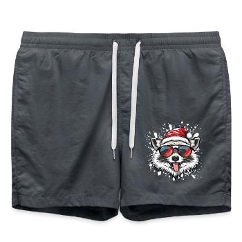 raton laveur Noël drôle - Short de bain - charbon - Devant - AI Model Male 185 light (185cm)