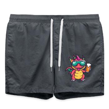 Drache Apres Ski Bier - Badeshorts - Anthrazit - Vorne - AI Model Male 185 light (185cm)