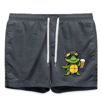 Tortue Après-Ski Bière Bande dessinée - Short de bain - charbon - Devant - AI Model Male 185 light (185cm)