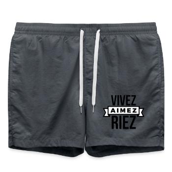 Live Love Laugh Positiver Slogan – Anpassbar - Badeshorts - Anthrazit - Vorne - AI Model Male 185 light (185cm)