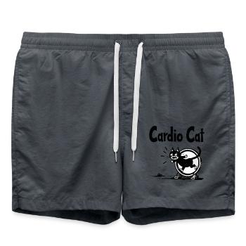 "Cardio Cat" - Sporty Cat - Swim Trunks - anthracite - Front - AI Model Male 185 light (185cm)