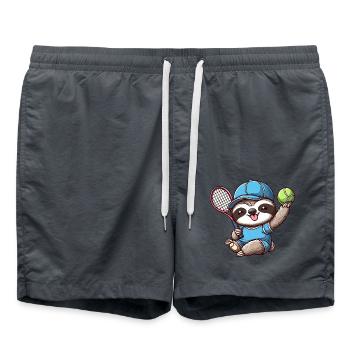 Niedliches Faultier als Tennisspieler - Lustiger - Badeshorts - Anthrazit - Vorne - AI Model Male 185 light (185cm)