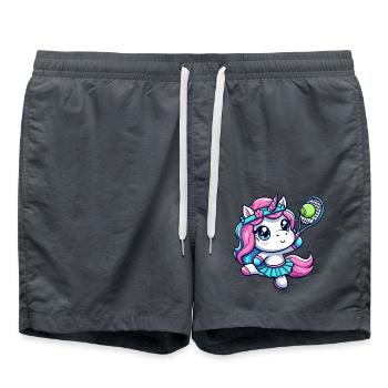 Licorne mignonne en tant que joueur de tennis - Drôle - Short de bain - charbon - Devant - AI Model Male 185 light (185cm)