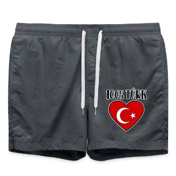 100 % turc Drapeau de la Turquie Coeur - Short de bain - charbon - Devant - AI Model Male 185 light (185cm)
