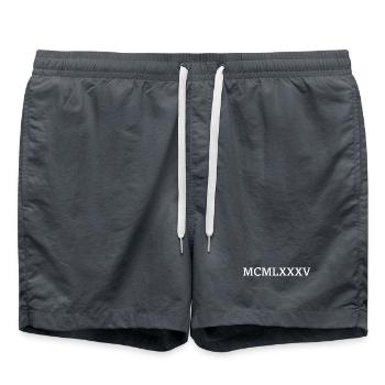 1985 Roman Numerals 40th Birthday Gift - Swim Trunks - anthracite - Front - AI Model Male 185 light (185cm)