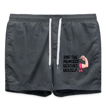 und die Prinzessin rettet sich - Badeshorts - Anthrazit - Vorne - AI Model Male 185 light (185cm)