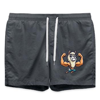 Llama Alpaga Fitness Workout Gym musculaire - Short de bain - charbon - Devant - AI Model Male 185 light (185cm)