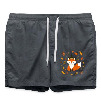 Renard d’Halloween - Short de bain - charbon - Devant - AI Model Male 185 light (185cm)